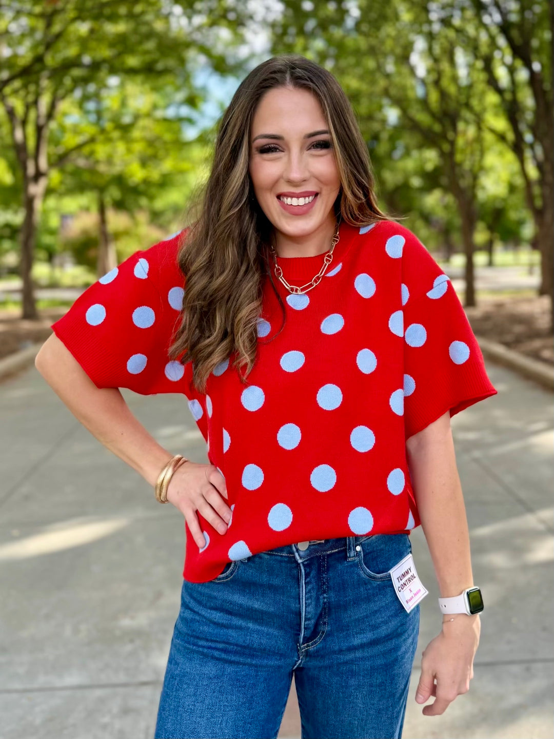 Classic Polka Dot Red Sweater