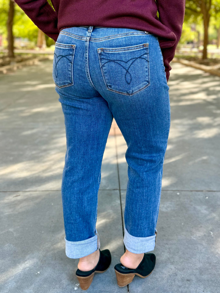 Bentley Mid Rise Cuffed Boyfriend Jean by Judy Blue