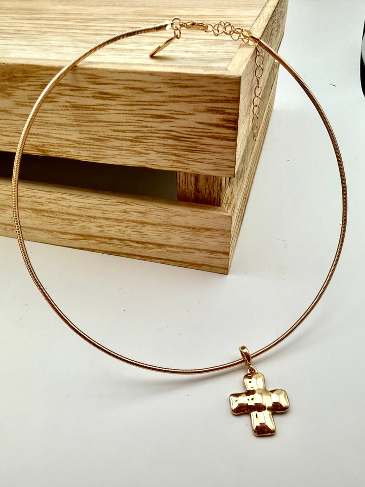Ruth Gold Square Cross Collar Necklace