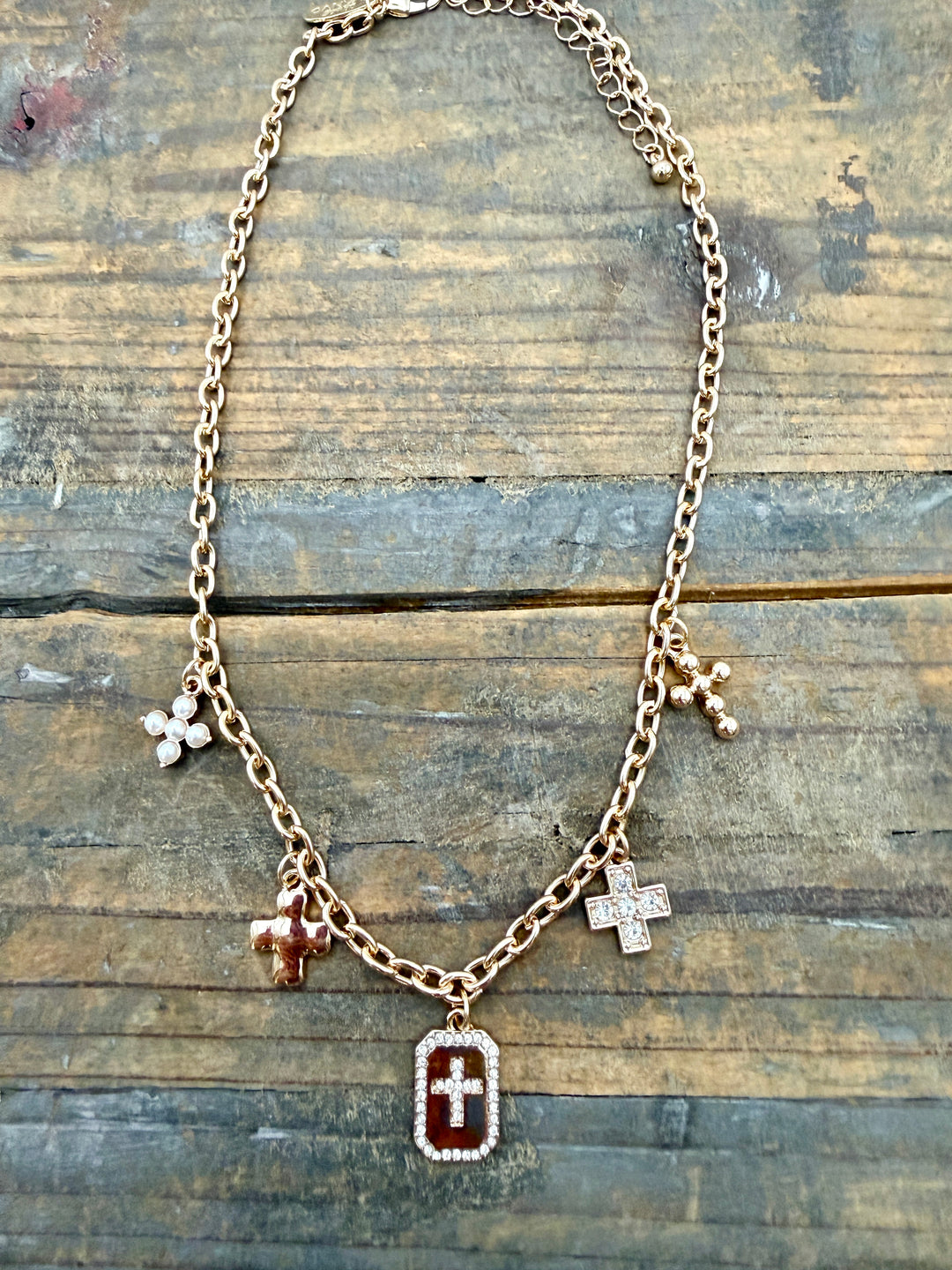 Brinley Gold Cross Charm Necklace