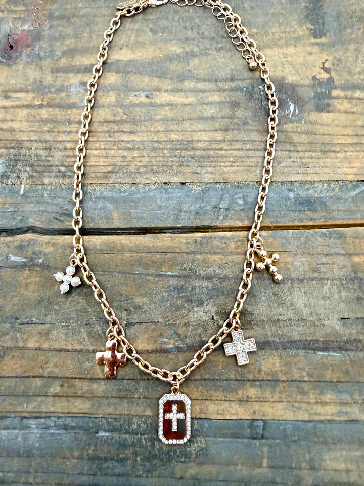Brinley Gold Cross Charm Necklace