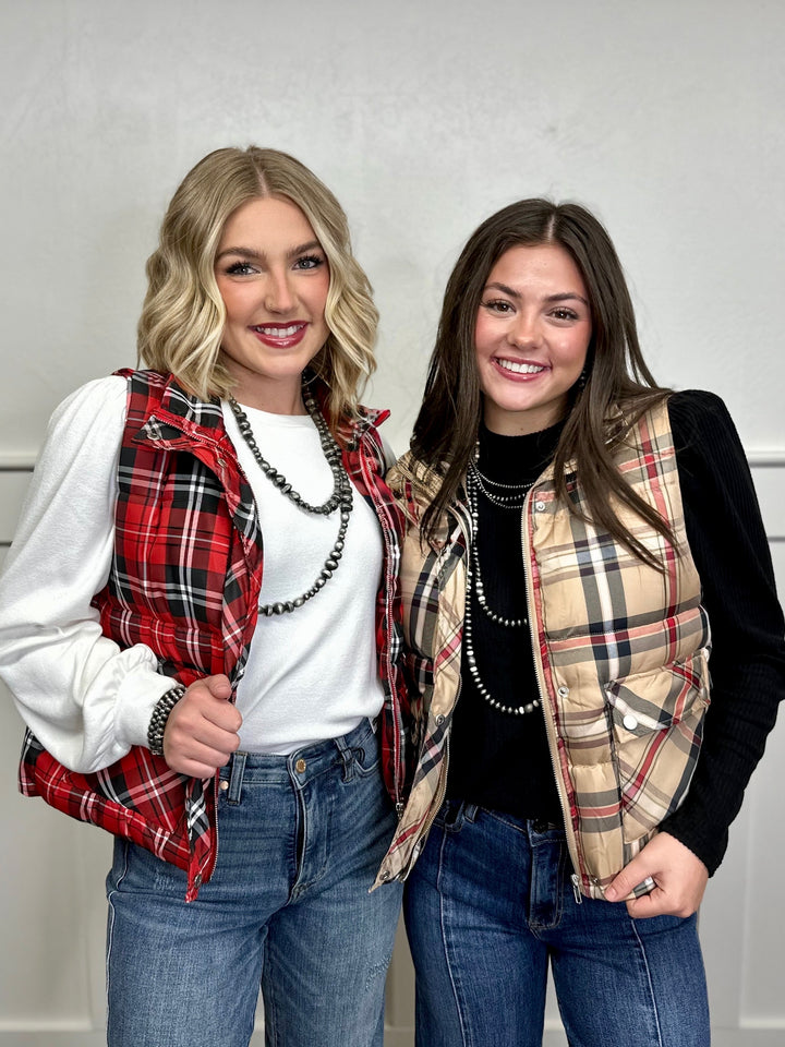 Major Wow Plaid Puff Vest