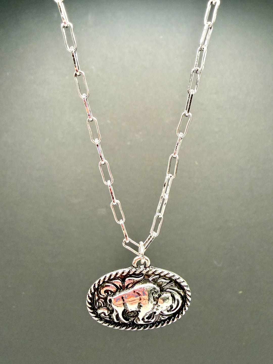 Oval Buffalo Plate Necklace