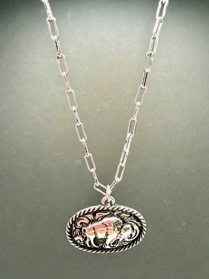 Oval Buffalo Plate Necklace