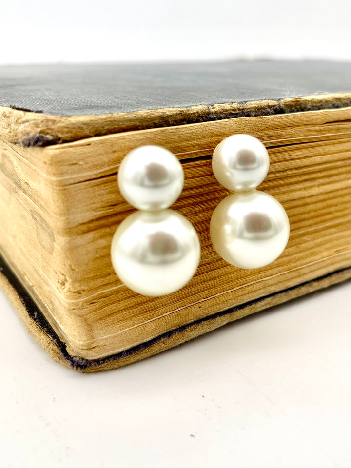 Double Pearl Stud Earrings