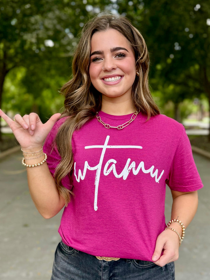 WTAMU Cross Script Tee