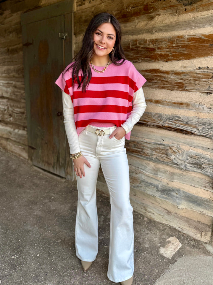 Cherry Pop Pink Striped Sweater