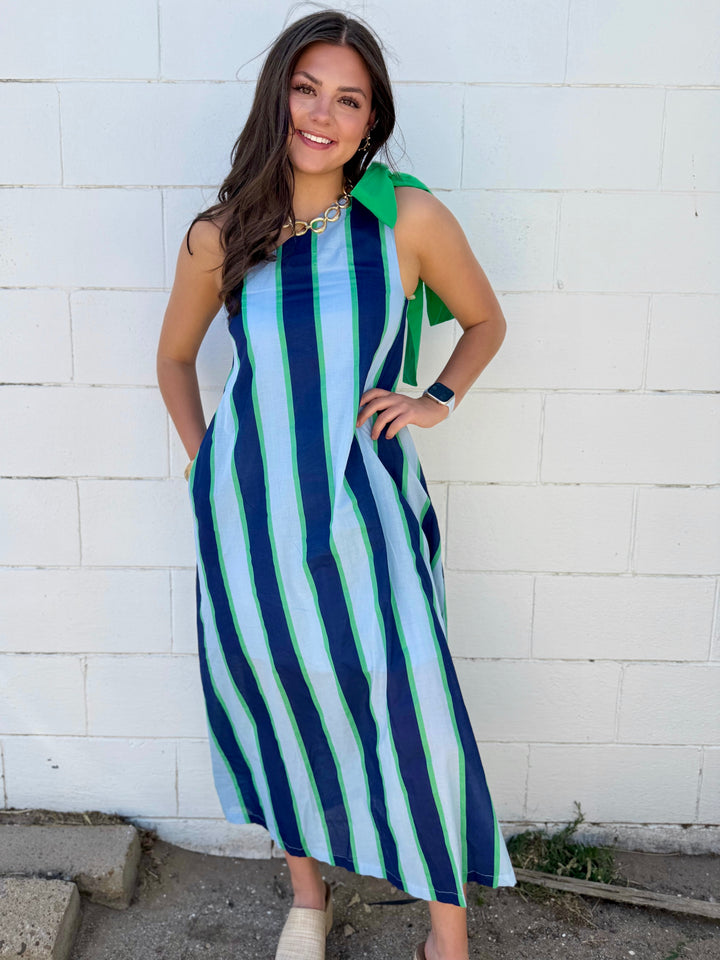Tidal Twist Blue One Shoulder Dress
