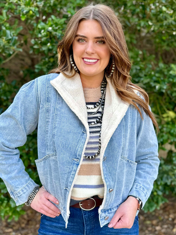 Adalyn Sherpa Denim Jacket