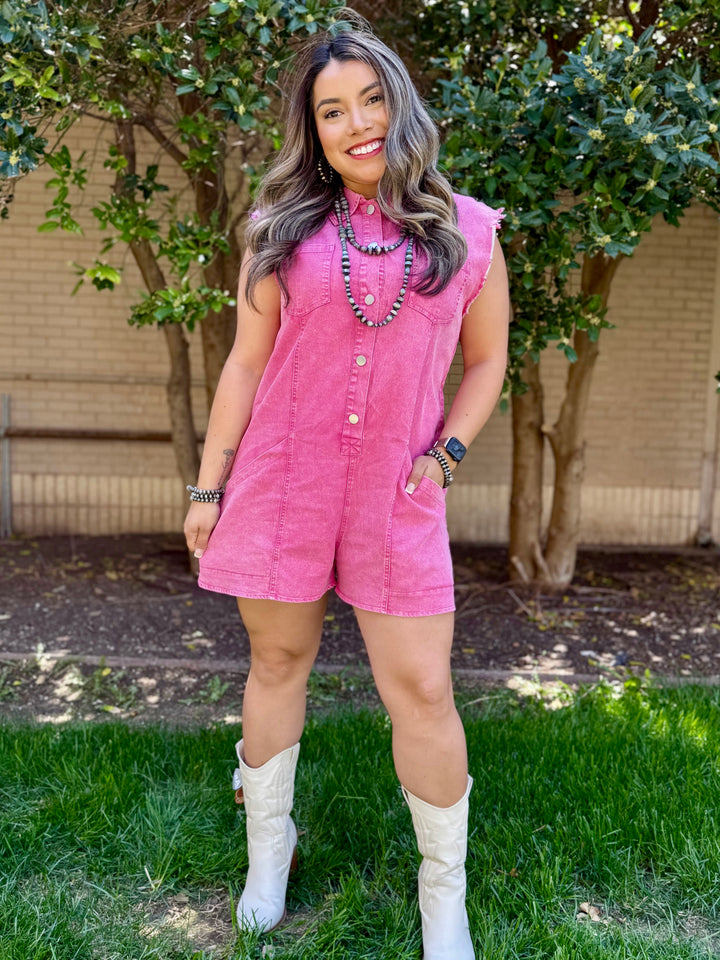 Pink Vintage Wash Romper