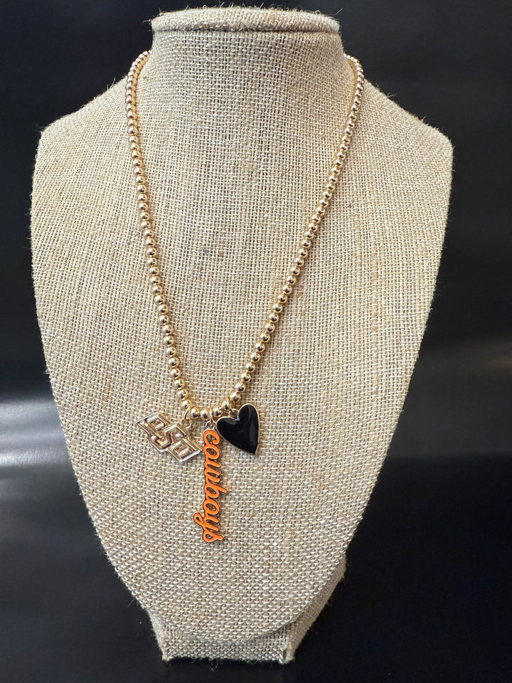 Oklahoma State Cowboys Ball Bead Charm Necklace
