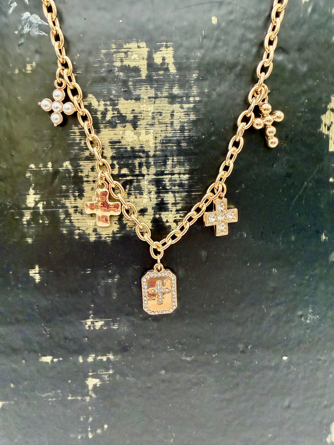 Brinley Gold Cross Charm Necklace