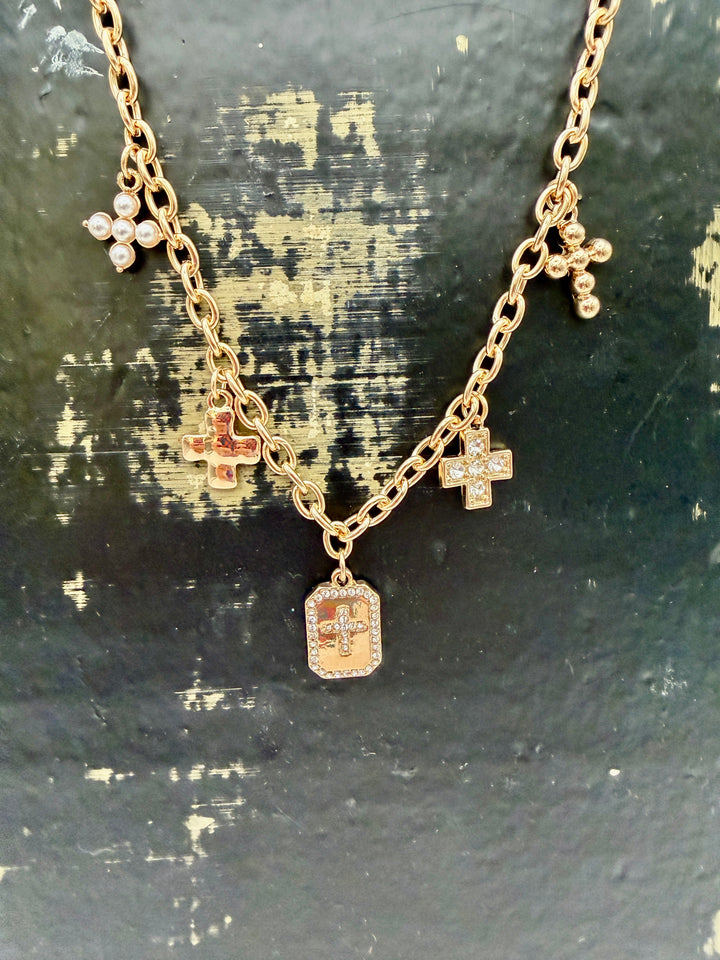 Brinley Gold Cross Charm Necklace