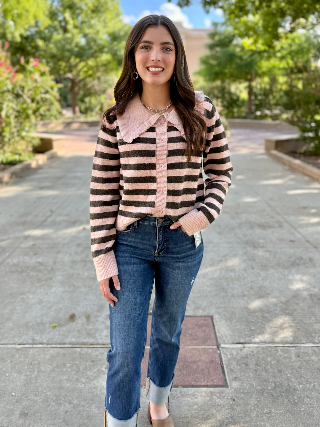 Pop of Blush Striped Sweater