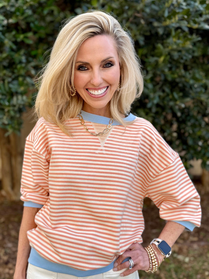 Sweet Peach Striped Top