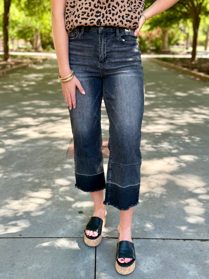 Millie Washed Black Wide Leg Crop by Judy Blue