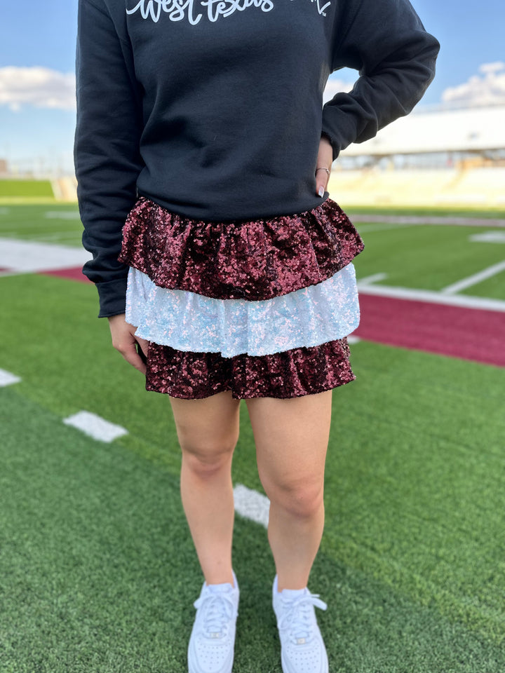 Half Time Maroon Sequin Skirt