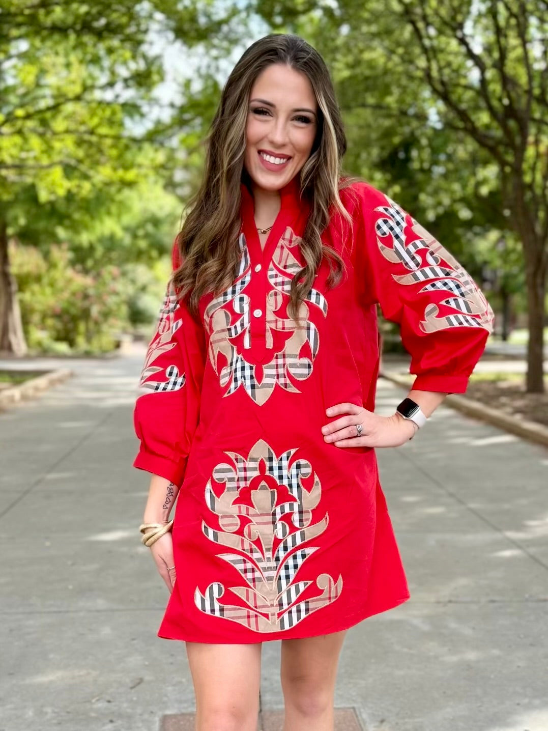 Main Event Red Puff Sleeve Dress
