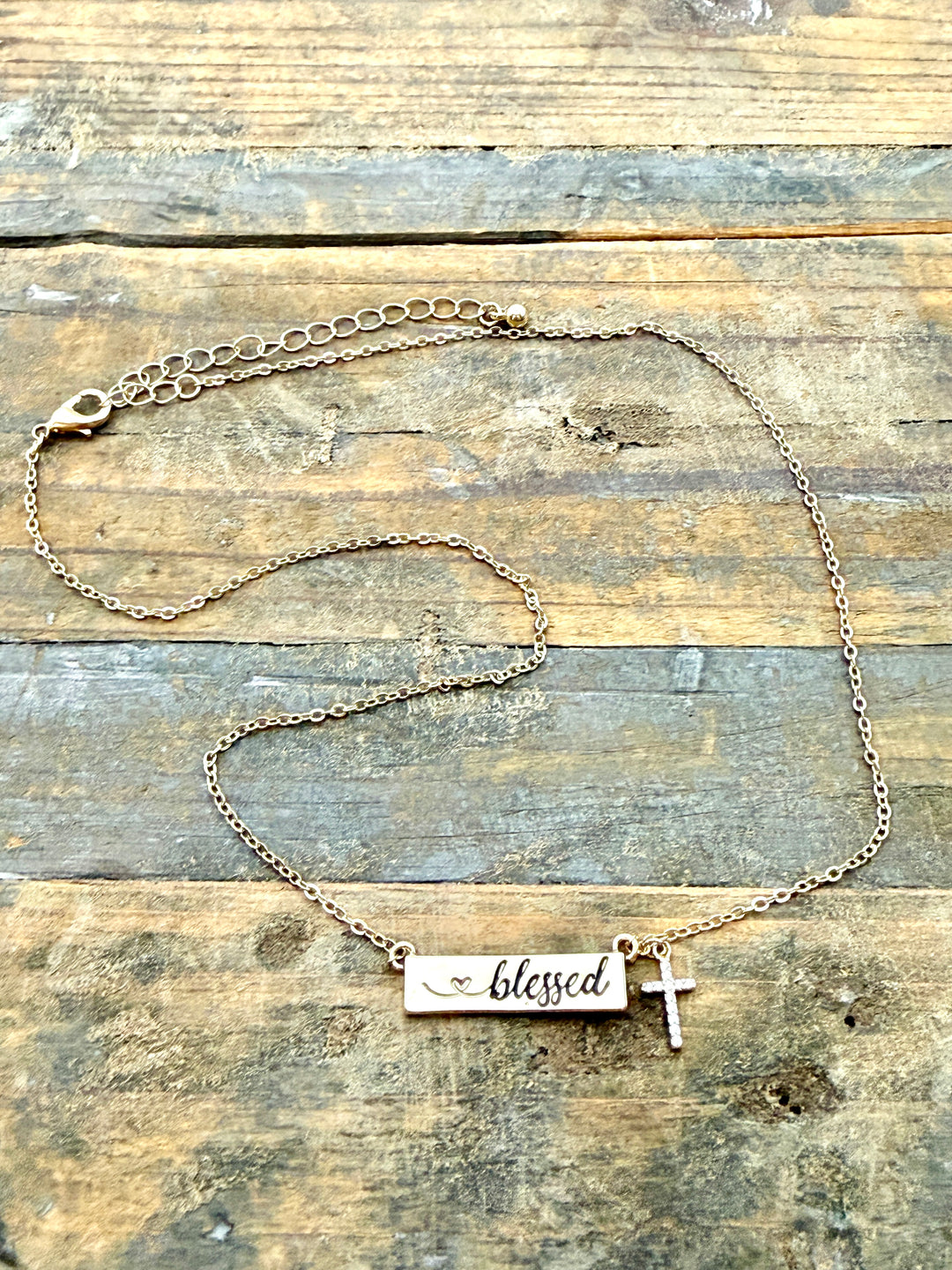 Blessed Gold Bar Necklace