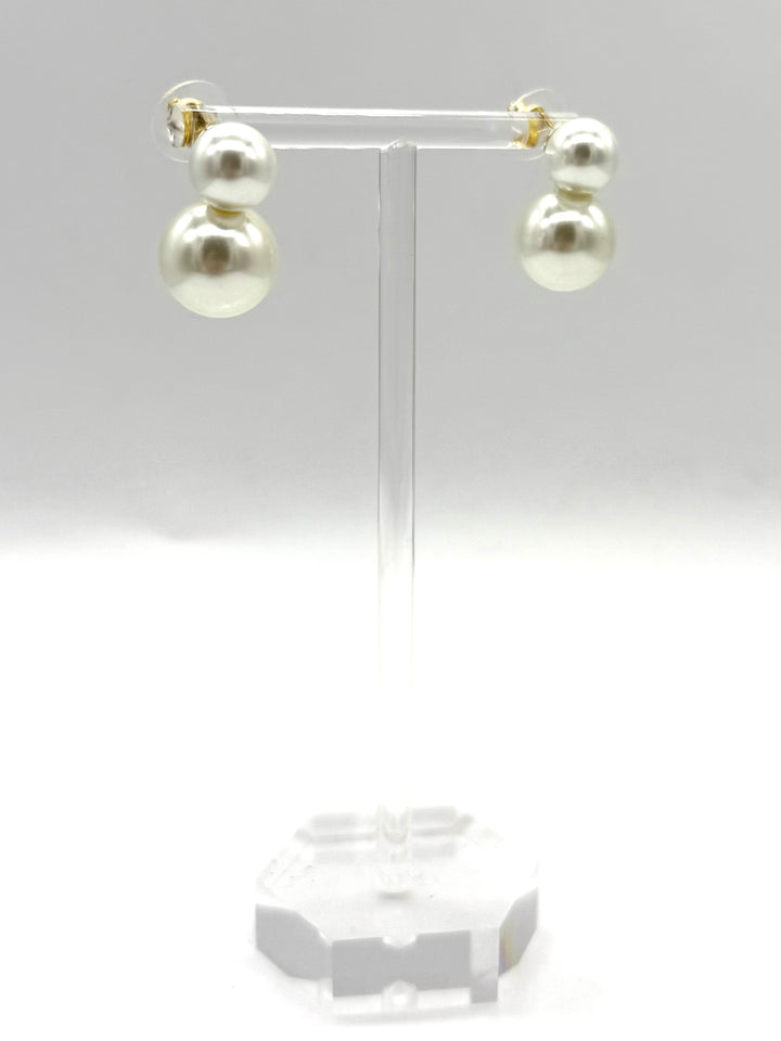 Double Pearl Stud Earrings