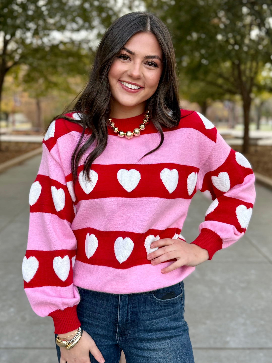 Easy Love Pink Heart Sweater