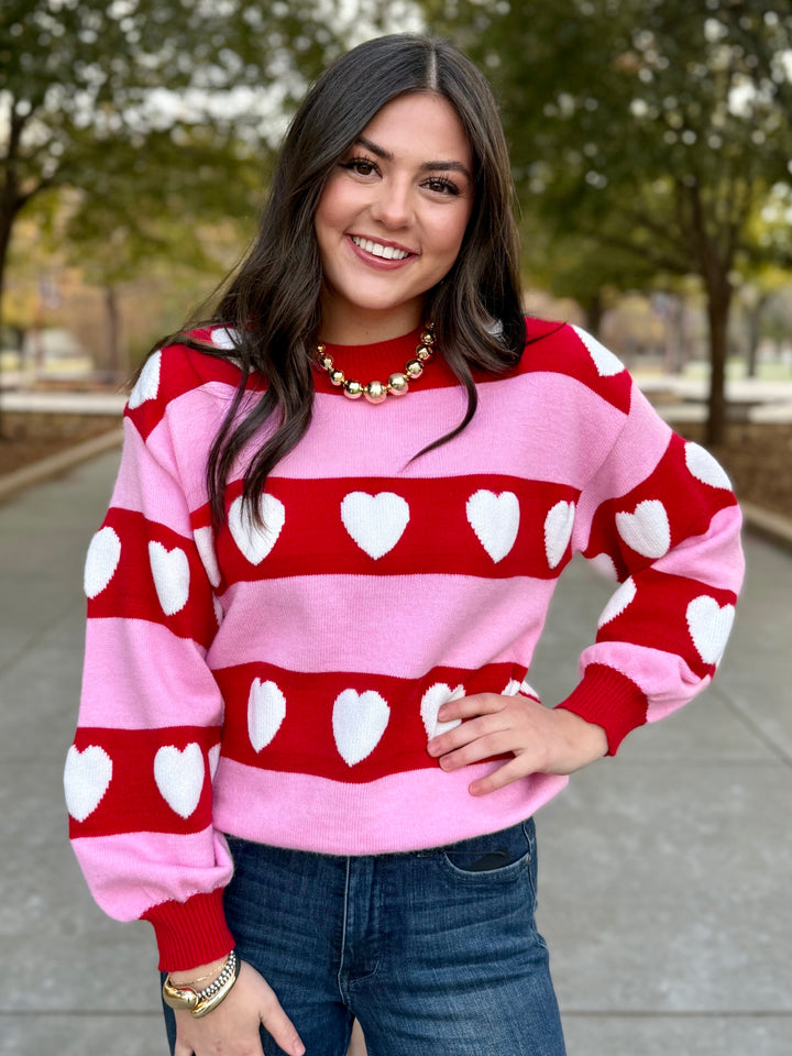 Easy Love Pink Heart Sweater