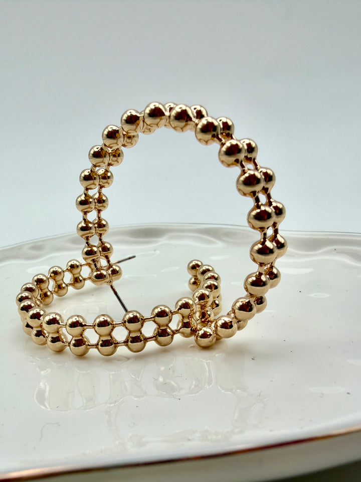 Sandra Double Beaded Gold Hoops