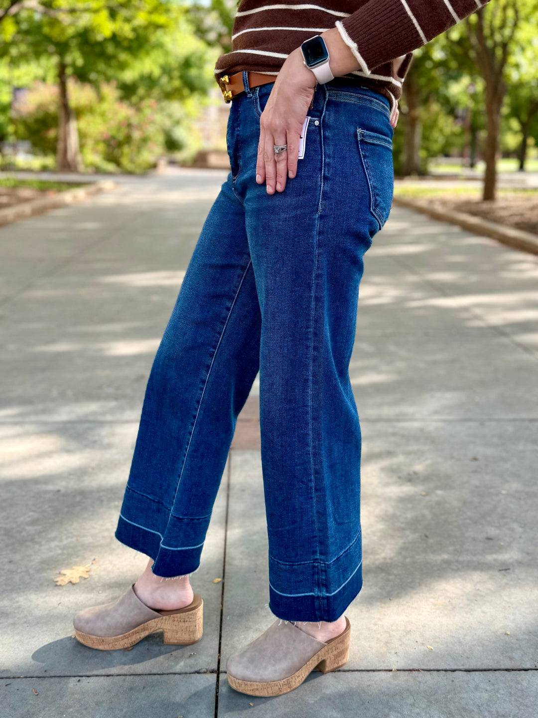 Naomi Tummy Control High Rise Crop Wide Leg Jean by Risen