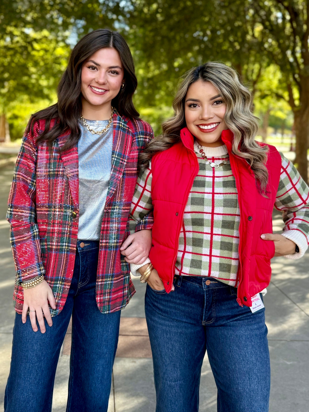 Plaid Glimmer Sequin Blazer