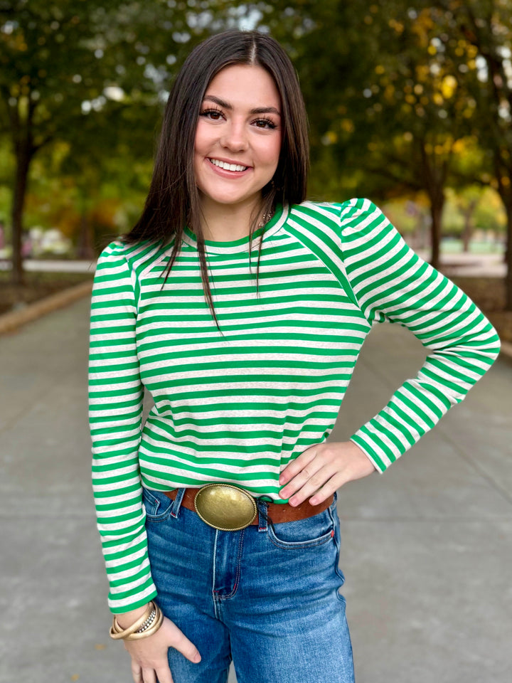 Daily Green Striped Top