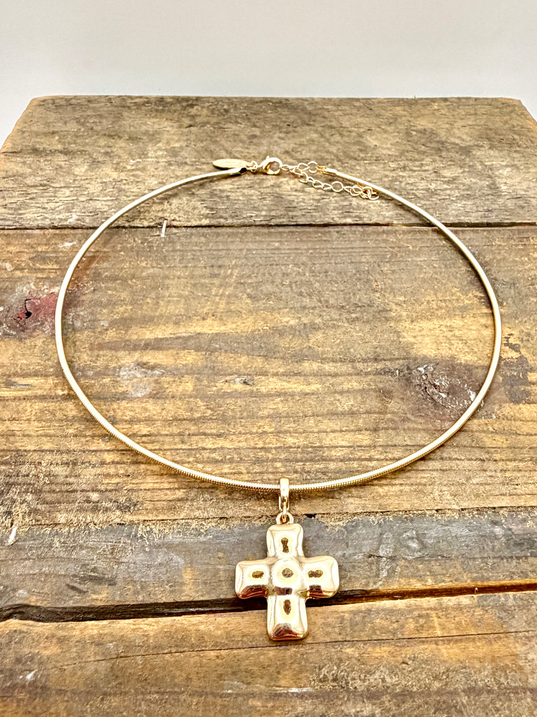 Ruth Gold Square Cross Collar Necklace