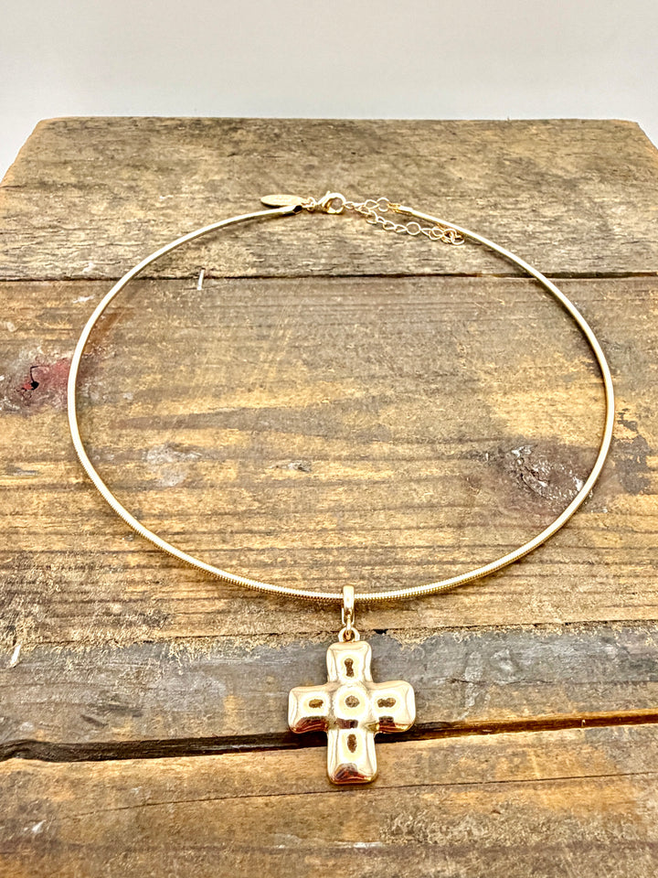 Ruth Gold Square Cross Collar Necklace