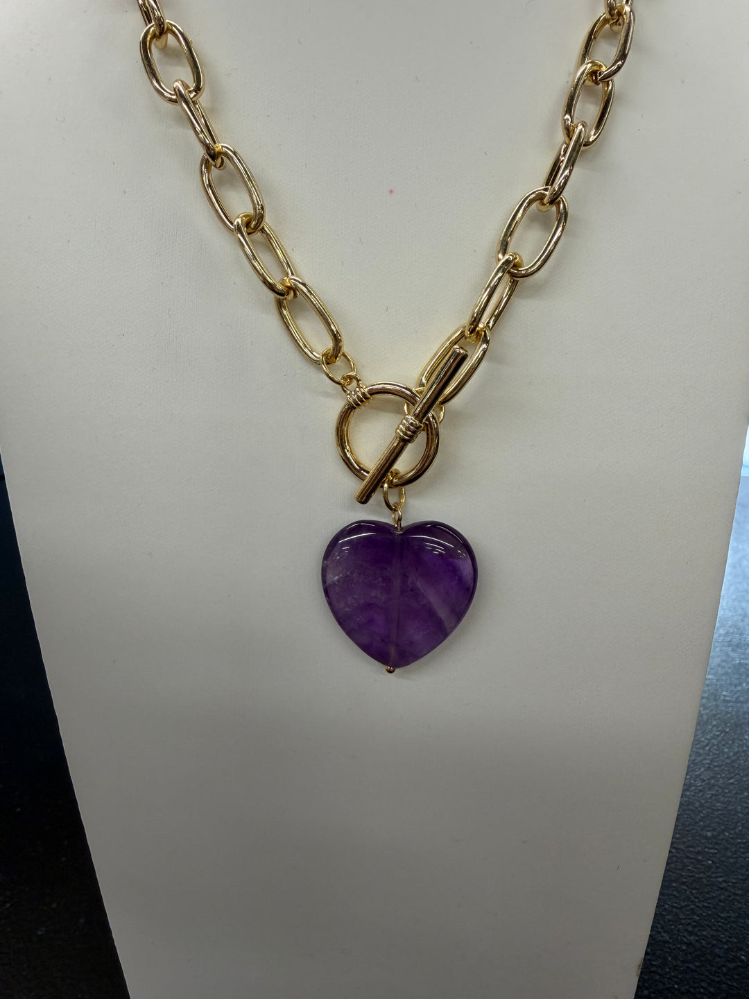 Purple Heart Toggle Clasp Necklace