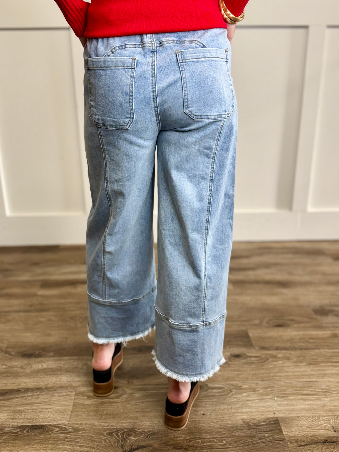 Addy Raw Hem Cropped Wide Leg Jean