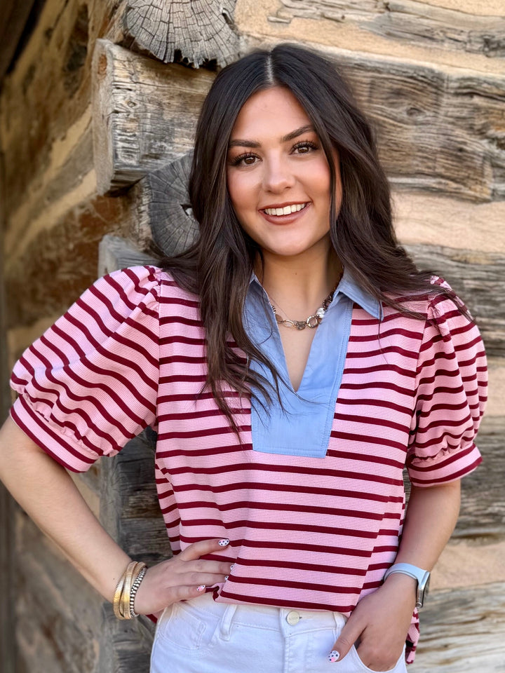 Simple Moments Pink Stripe Top