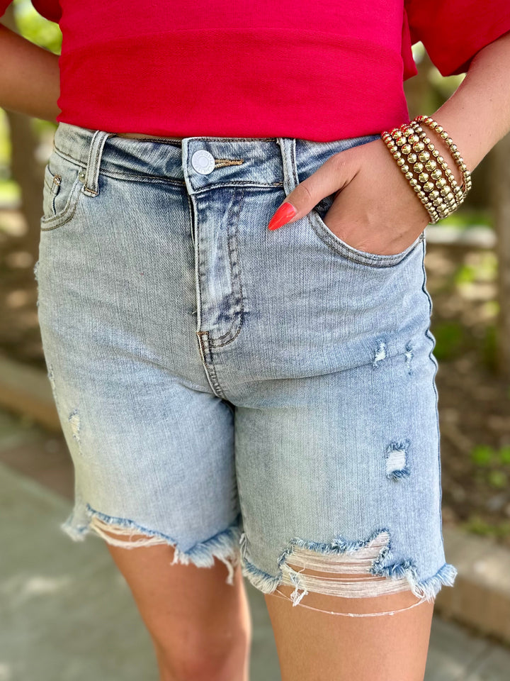 Molly High Rise Distressed Short by Risen