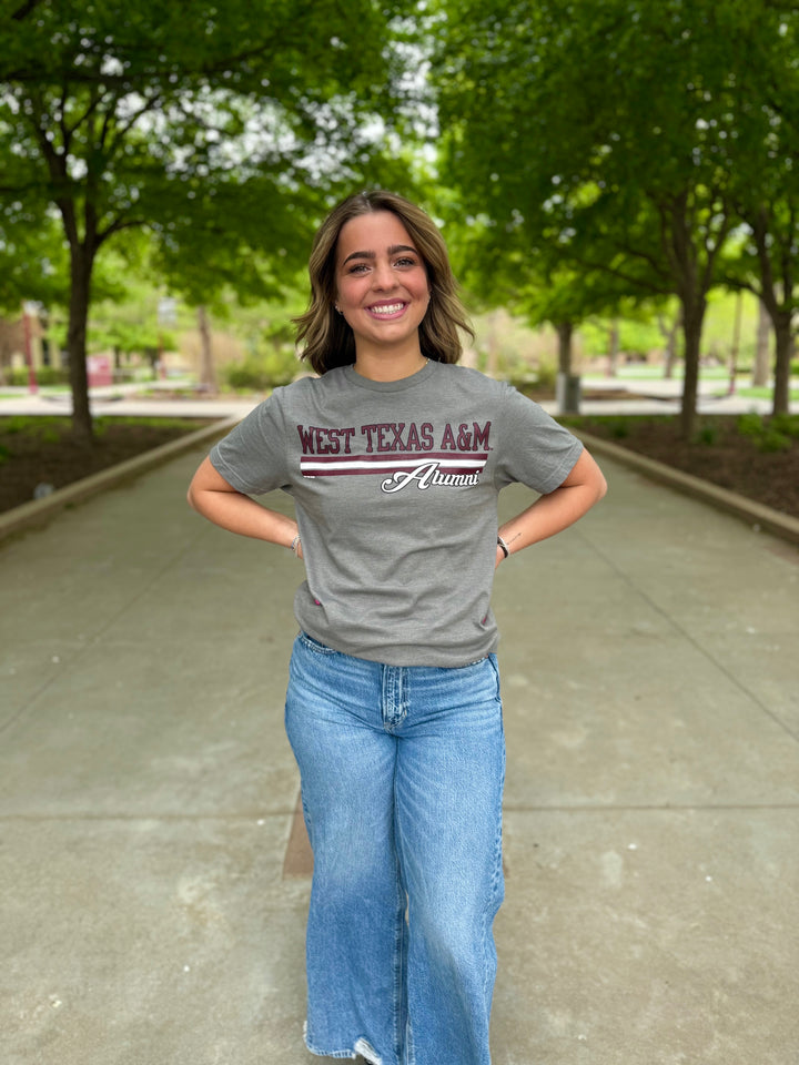 Grey West Texas A&M Alumni Script Tee