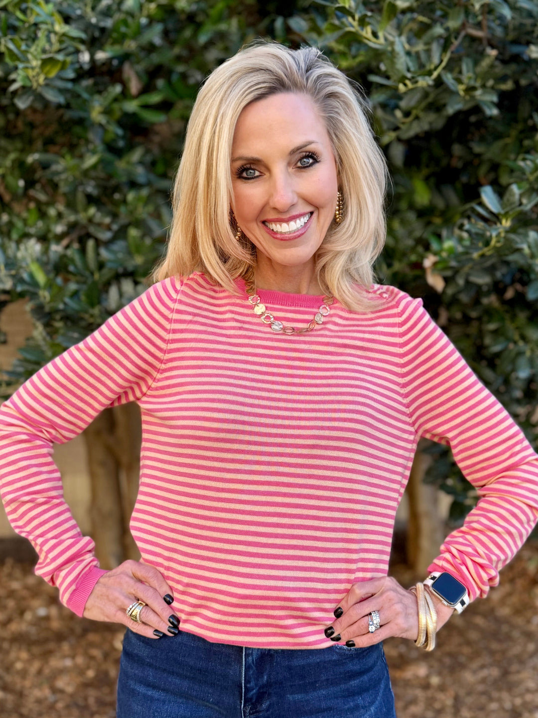 Pink Sunset Striped Sweater