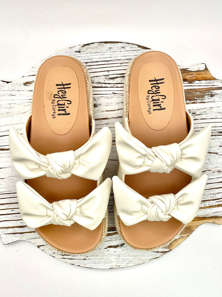 Lil Bit Knotty Ivory Combo Sandal by Corkys