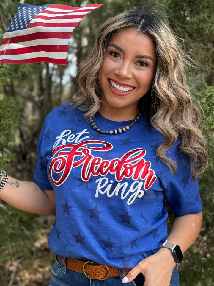 Let Freedom Ring in Red Puff Tee by Texas True Threads