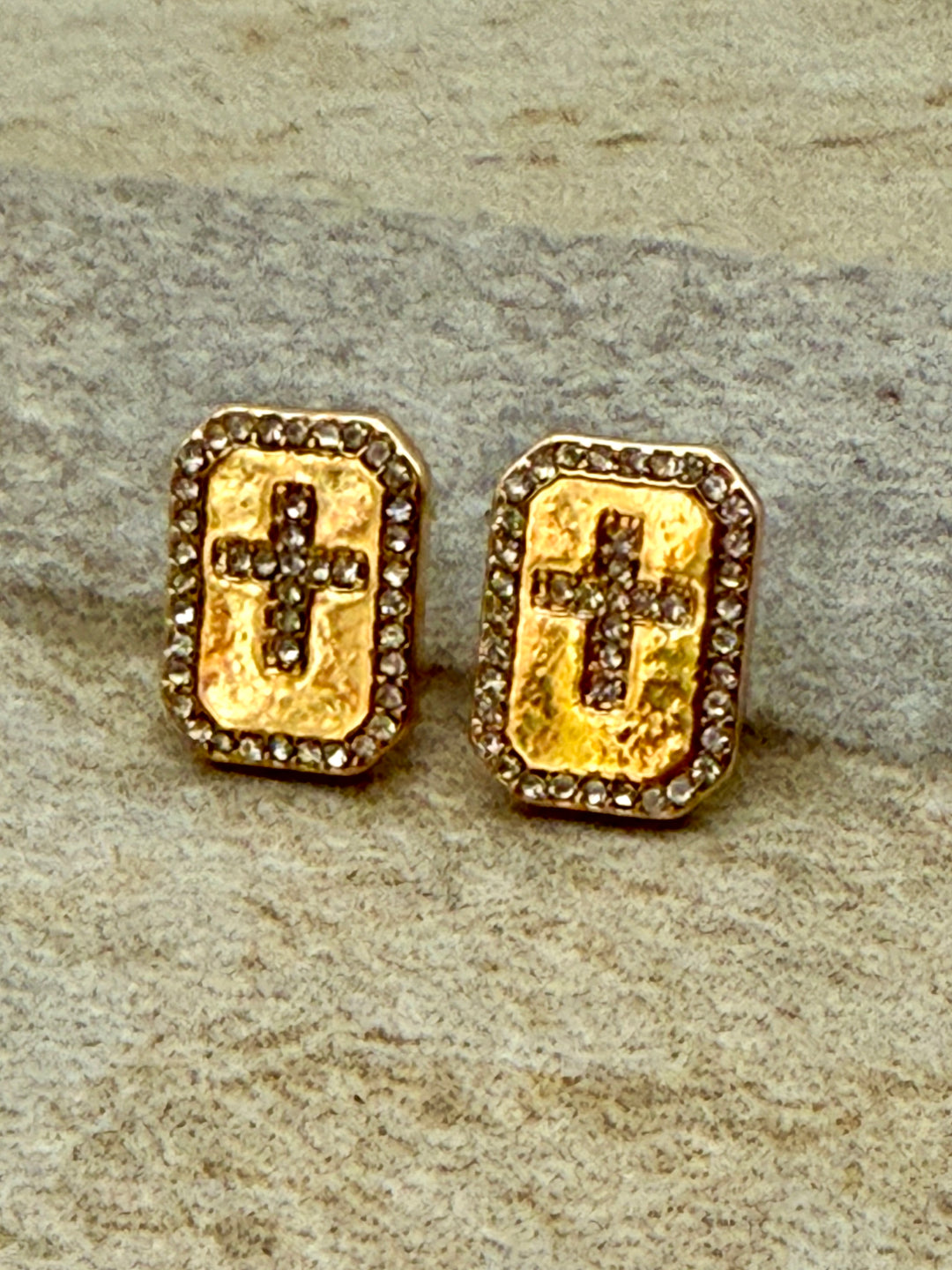 Rylee Rhinestone Cross Earrings
