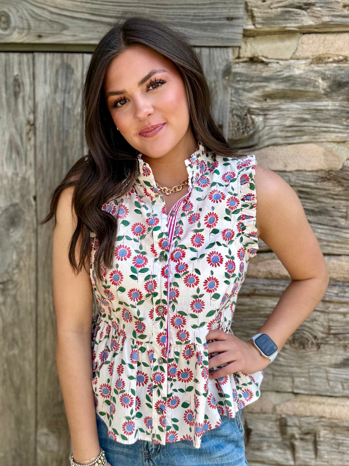 Blooming Bright Floral Peplum Top