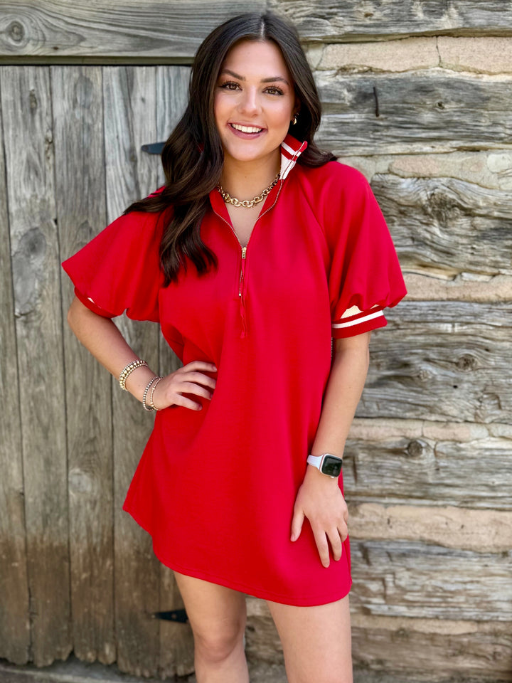 Sweet Statement Red Puff Sleeve Dress