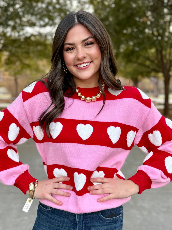 Easy Love Pink Heart Sweater
