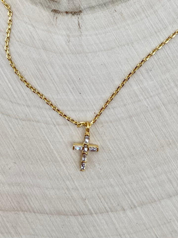 Darlene Dainty CZ Cross Necklace