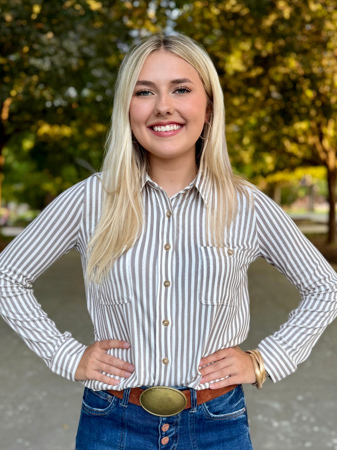 Seasonal Stripes Long Sleeve Top