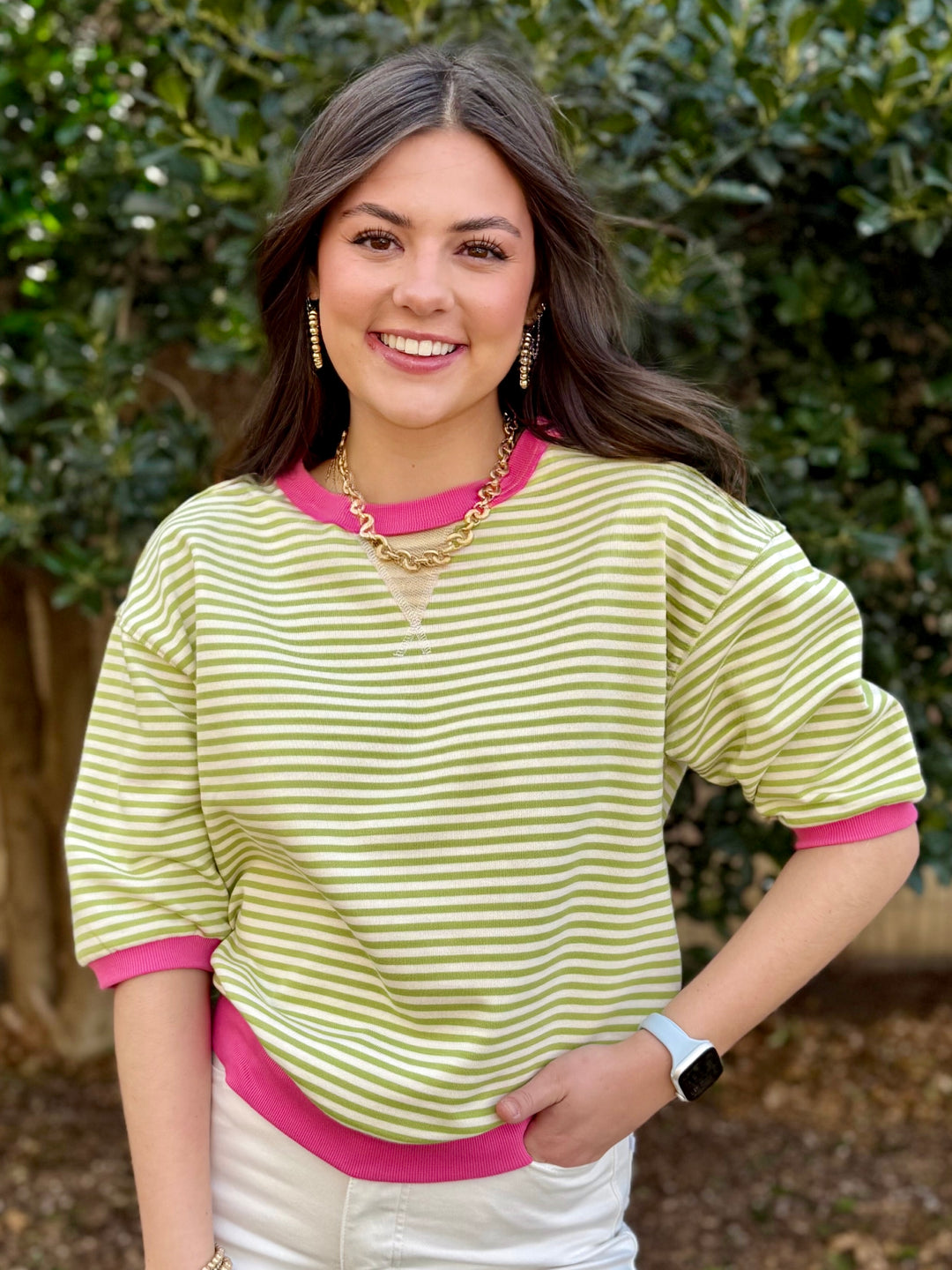 The Clover Green Striped Top