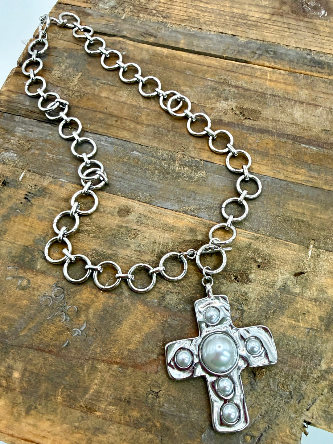 Harper Silver Cross Necklace by ChansuttPearls
