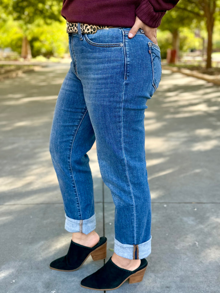 Bentley Mid Rise Cuffed Boyfriend Jean by Judy Blue