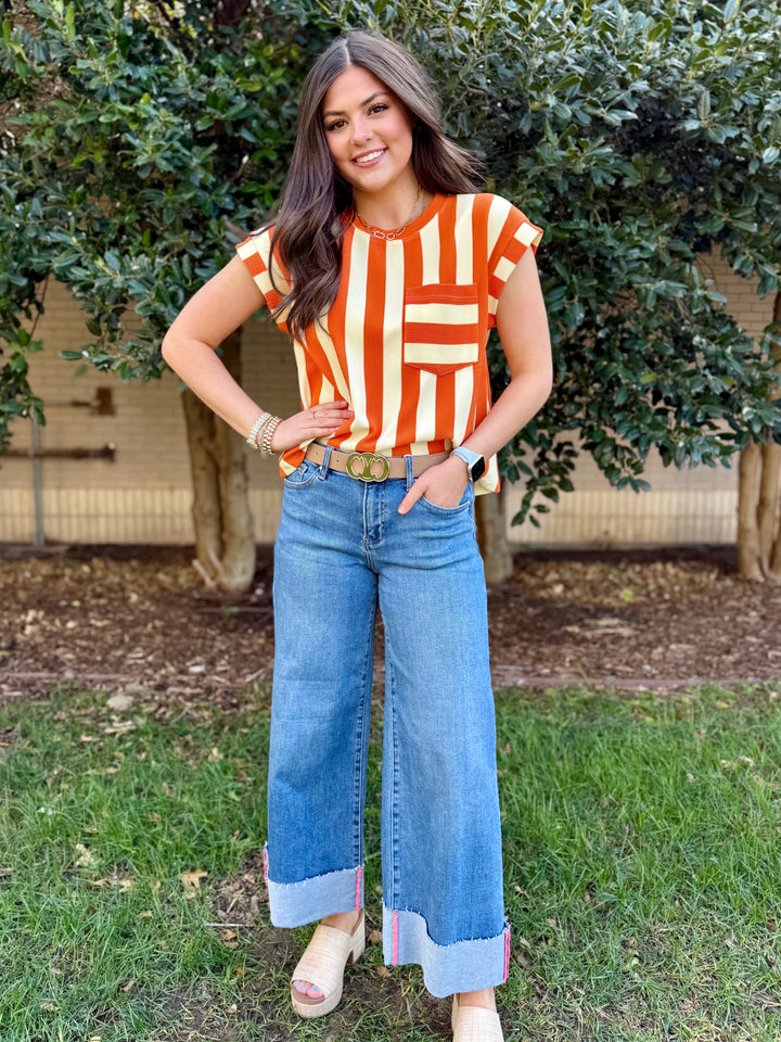Boldly Orange Striped Top
